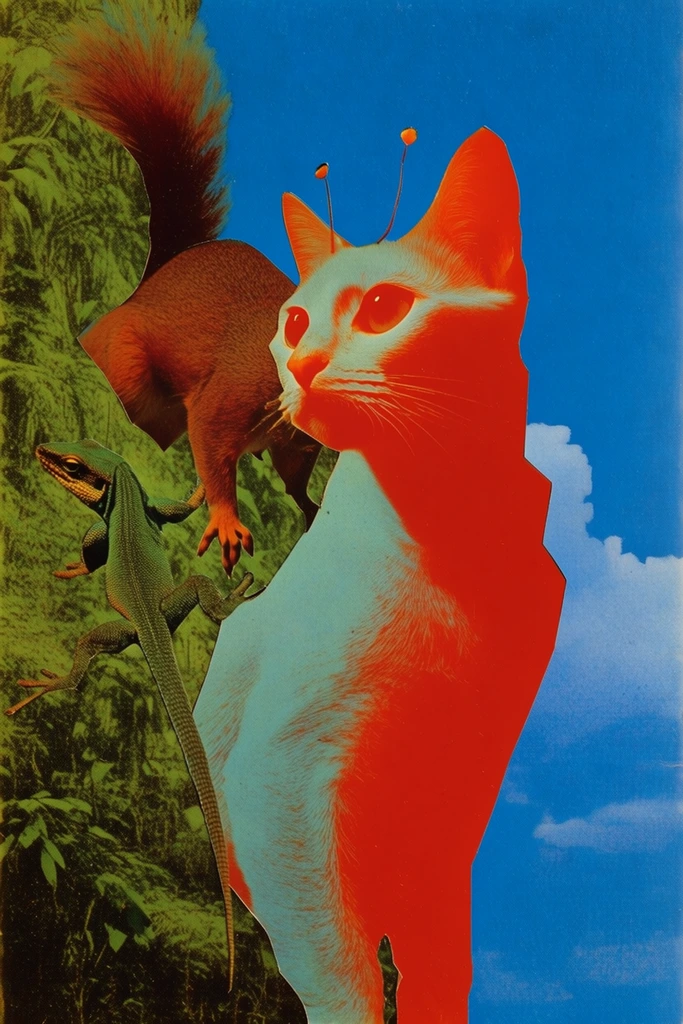 Gritty Surrealist Collage style AI image example 3