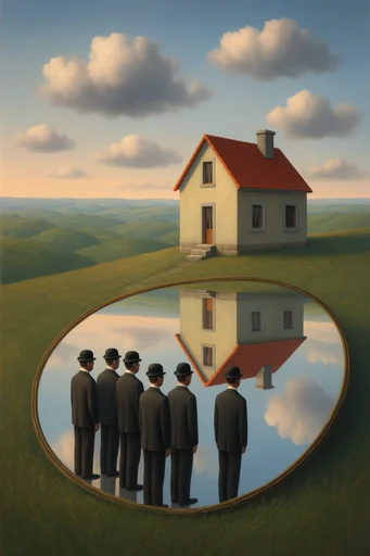 Narrative Surrealist Synthesis style reference image — dreamlike juxtaposition
