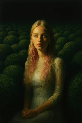 Stippled Surrealist Canopy style reference image — magical realism oil painting