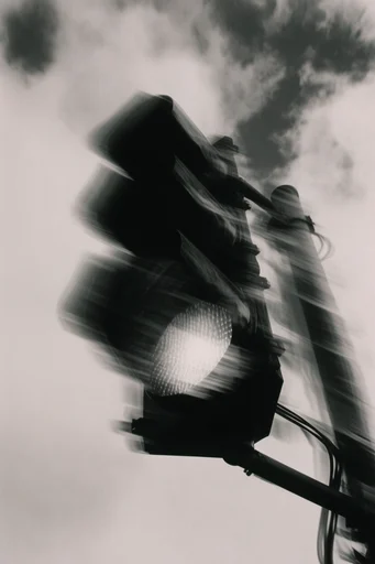 Monochrome Glitch Surrealism style reference image — pixel sorting