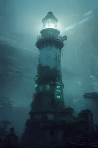 Atmospheric Industrial Dystopia style reference image — retro-futuristic sci-fi