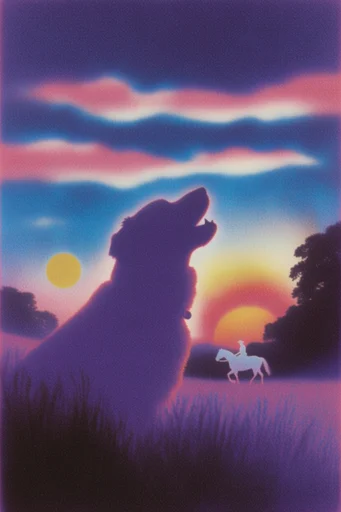 Surreal Analog Neon style reference image — retro risograph texture