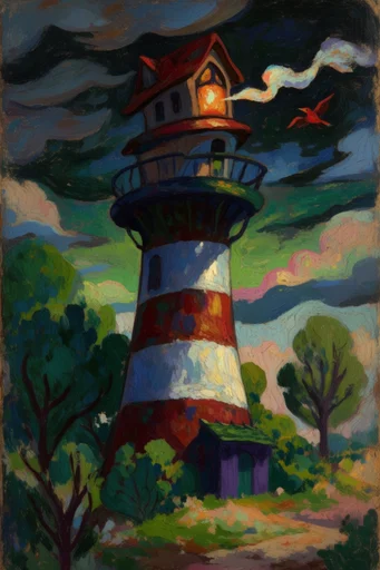 Luminous Mystical Narrative style reference image — painterly impasto brushstrokes