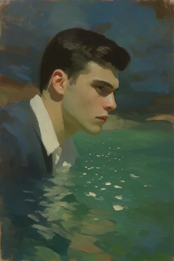 Luminous Impasto Waters style reference image — sun-dappled liquid reflections