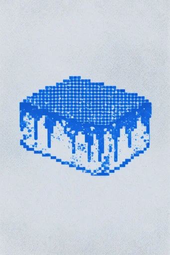 Cobalt Pixel Op-Art style reference image — digital tapestry