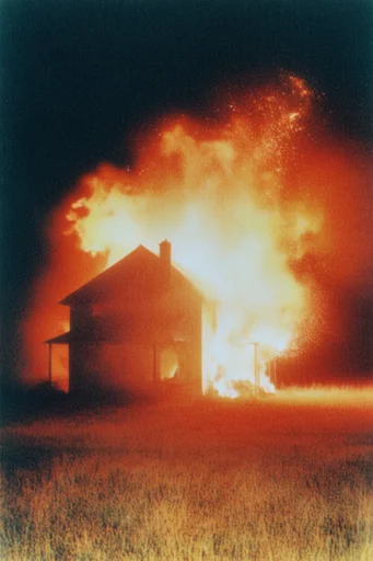 Spectral Thermal Noir style reference image — fiery orange and cyan palette
