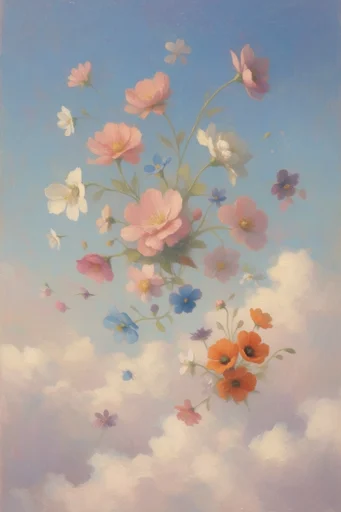 Ethereal Surreal Skybound style reference image — floating motifs