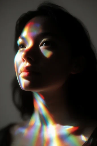 Prismatic Ethereal Glamour style reference image — macro editorial photography