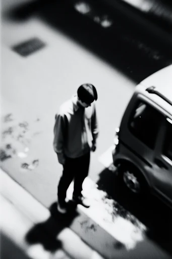 Cinematic Monochrome Noir style reference image — high-contrast black and white