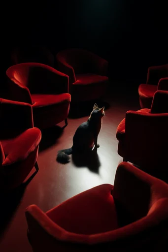 Cinematic Crimson Noir style reference image — surrealist minimalism