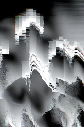 Corrupted Chrome Glitch style reference image — digital signal decay