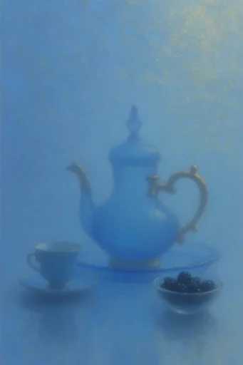 Ethereal Blue Minimalism style reference image — soft-focus silhouettes