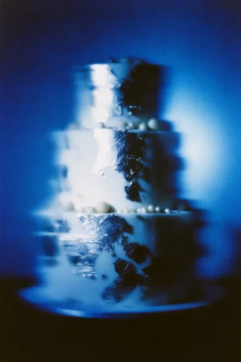 Ethereal Cyanotype Noir style reference image — lo-fi glitch artifacts