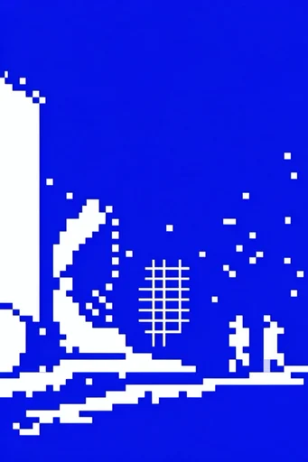 Minimalist Cobalt Pixelism style reference image — 1-bit pixel art
