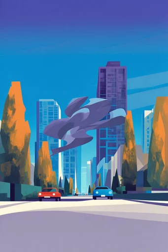 Mid-Century Vector Travelogue style reference image — flat vector illustration