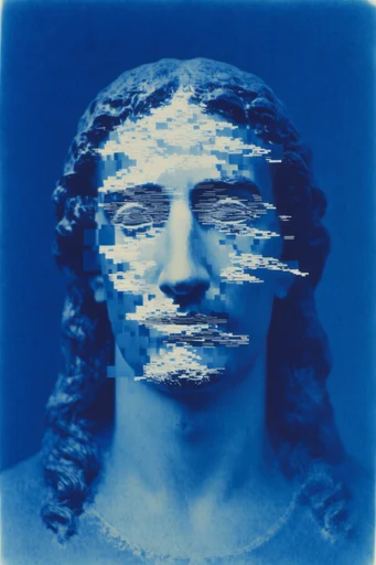 Monochrome Cobalt Surrealism style reference image — blueprint aesthetic