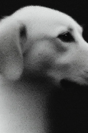 Monochrome Lo-Fi Brutalism style reference image — dithered scanlines