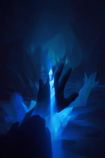 Monochromatic Abyssal Brutalism style reference image — volumetric lighting