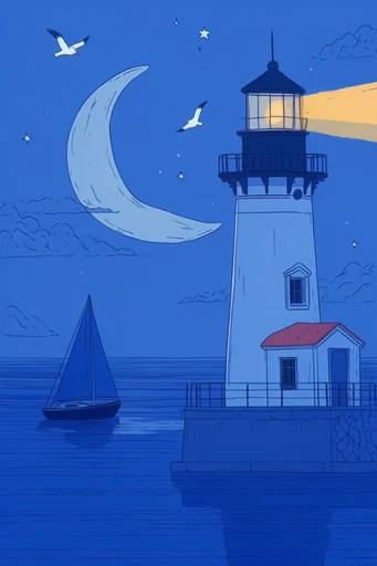 Monochromatic Blue Narrative style reference image — soft airbrush shading