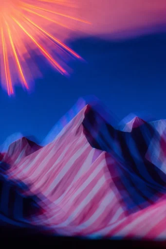 Kinetic Neon Spectralism style reference image — digital distortion