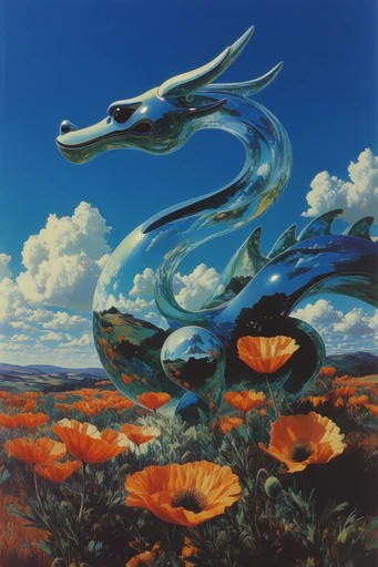 Retro-Futurist Surreal Dreamscapes style reference image — levitating land masses