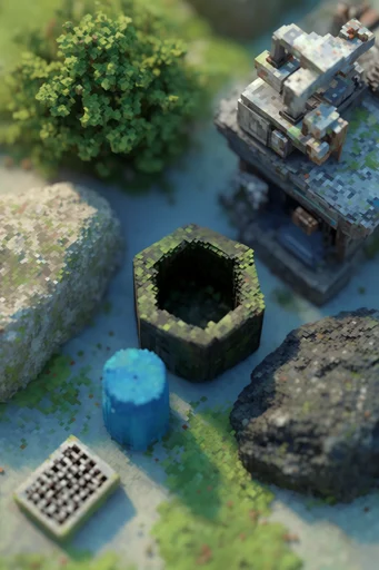 Architectural Voxel Synthesis style reference image — aerial geometric architecture