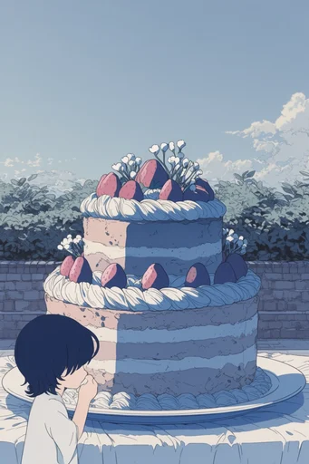 Graphic Surrealist Anime style reference image — cel-shaded digital aesthetic