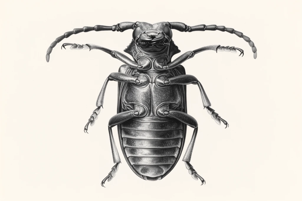 Graphite Insects A monochromatic graphite illustration of a beetle's... | Krea