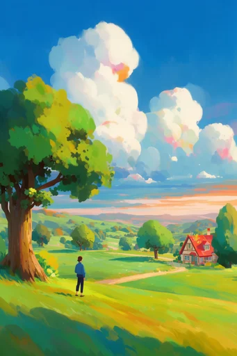 Vibrant Anime Escapism style reference image — saturated color palette