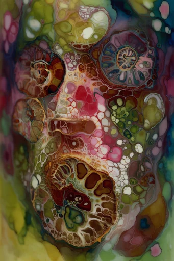 Organic Geological Surrealism style reference image — striated natural textures