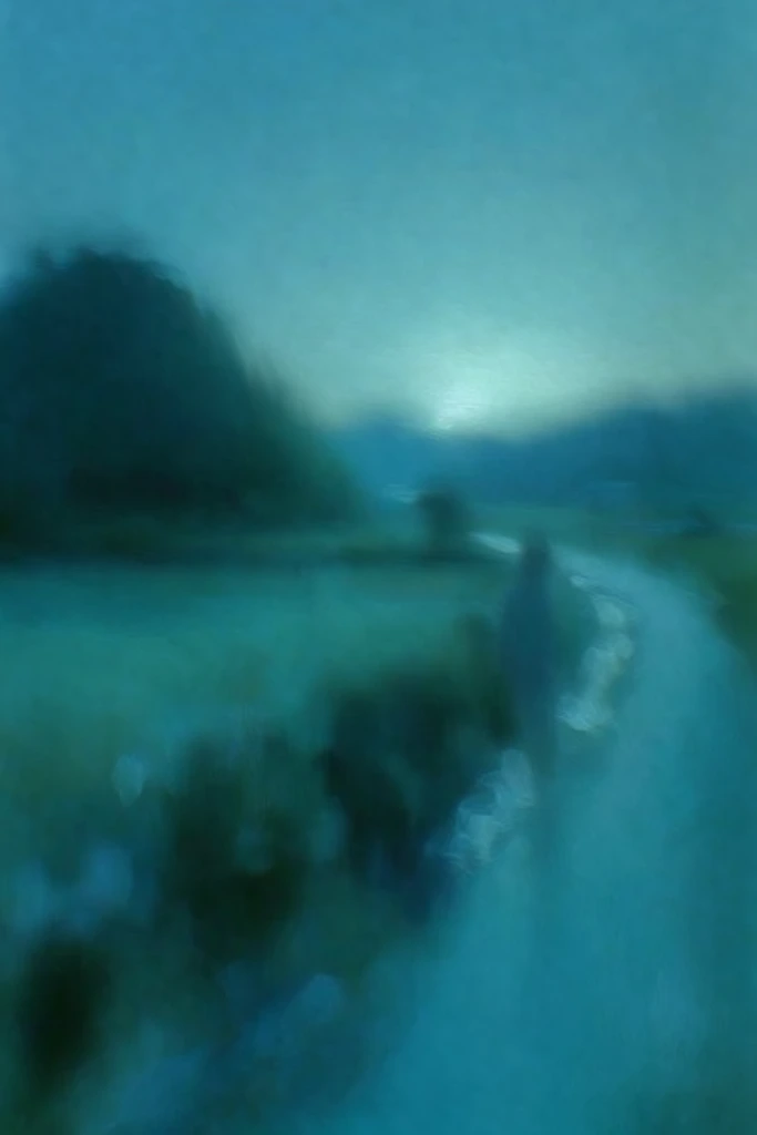 Monochromatic Ethereal Blur style AI image example 2