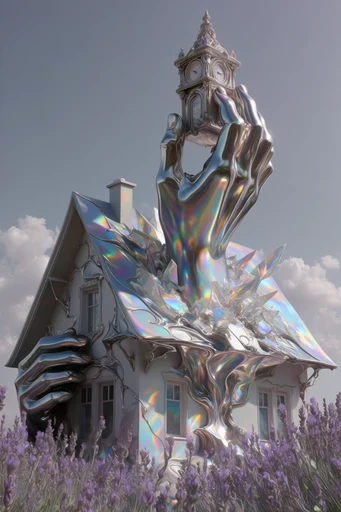 Surreal Chrome Futurism style reference image — high-contrast metallic textures