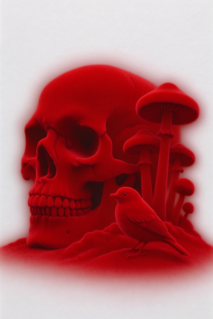 Crimson Surrealist Editorial style AI image example 2