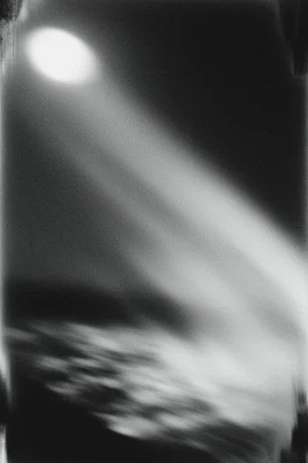 Haunting Kinetic Monochrome style reference image — heavy analog film grain