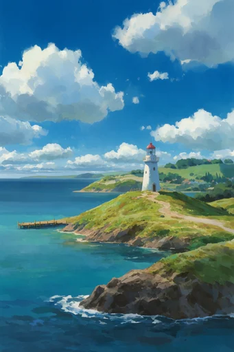 Vibrant Anime Escapism style reference image — serene water reflection