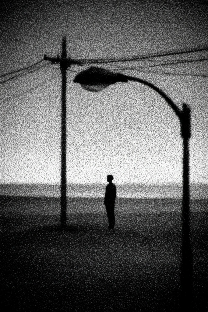 Atmospheric Monochrome Noir style AI image example 1