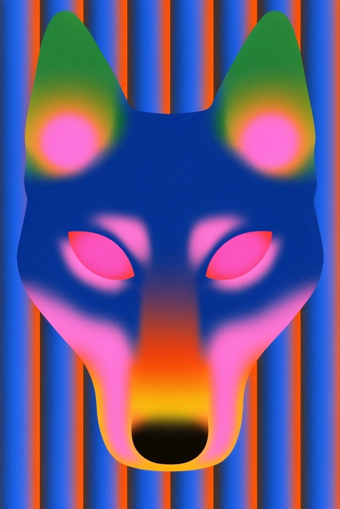 Neon Glitch Risography style AI image example 3