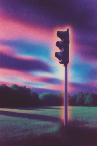 Surreal Analog Neon style reference image — heavy analog grain
