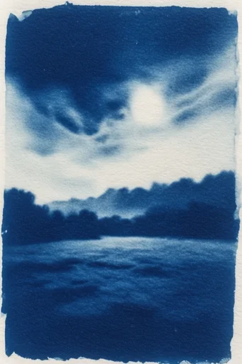 Architectural Cyanotype Abstraction style AI image example 2