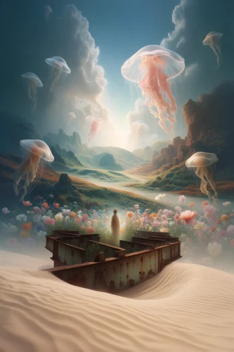 Ethereal Surrealist Portals style reference image — impossible physics
