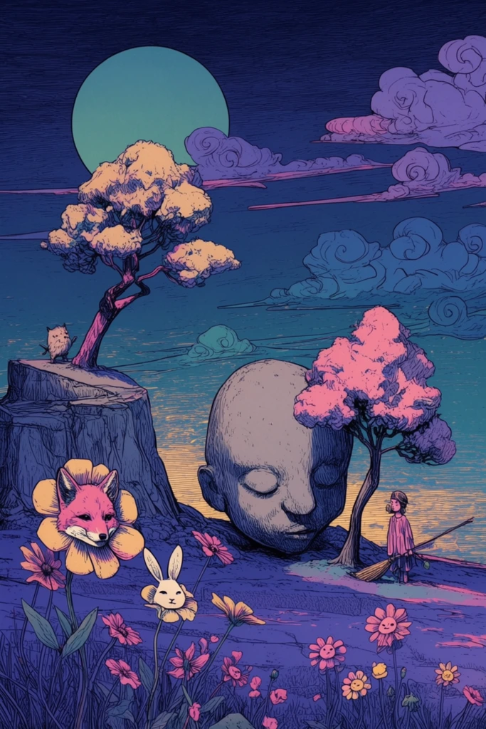 Ethereal Twilight Printwork style AI image example 2