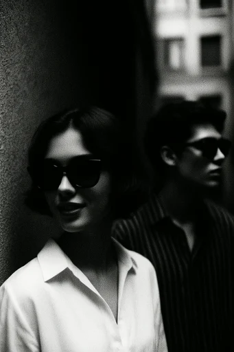 Intimate Chiaroscuro Noir style reference image — black and white portraiture