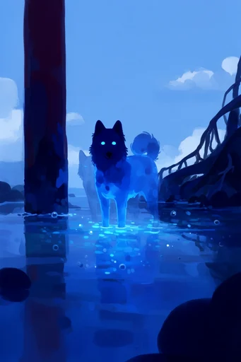 Luminous Oceanic Dreamscape style reference image — serene melancholic atmosphere