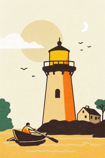 Retro Folk Risograph style reference image — screen print aesthetic