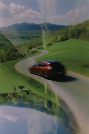Graphic Kinetic Surrealism style reference image — high-contrast color blocking