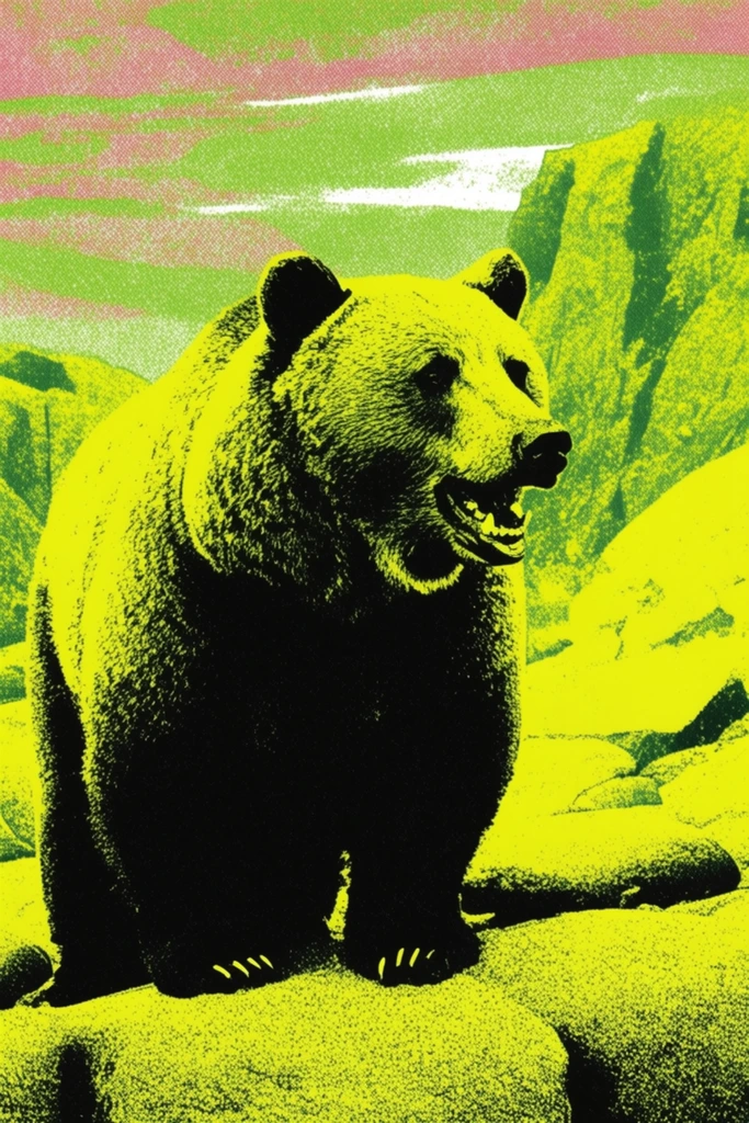 Acidic Liminal Printivism style AI image example 3