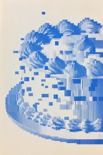 Cobalt Pixel Op-Art style reference image — retro-futuristic graphic