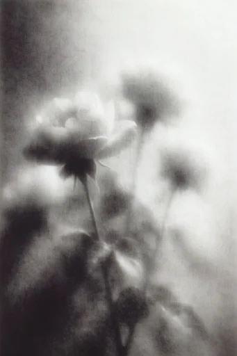Ethereal Monochrome Noir style reference image — ghostly silhouette