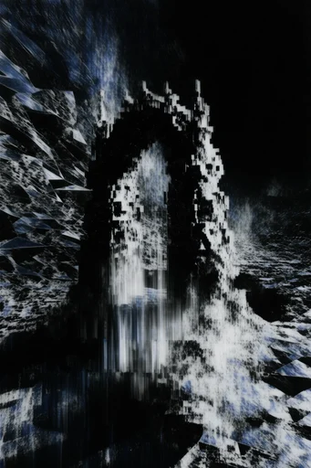 Brutalist Glitch Noir style AI image example 2