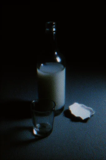 Ethereal Nocturnal Noir style reference image — heavy analog film grain
